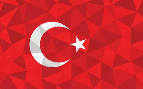 Low poly Turkey flag vector illustration. Triangular Turkish flag graphic. Tu Stock Illustration