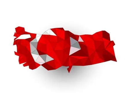 Low poly Turkey map on a waving flag Stock Illustration