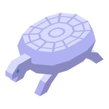 Low poly turtle walking with blue eye and lavender shell Stock Illustration