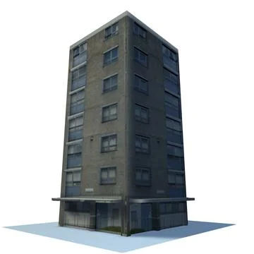 Low Poly Urban Flats 1A 3D Model
