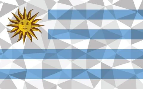 Low poly Uruguay flag vector illustration. Triangular Uruguayan flag graphic. Stock-Illustration