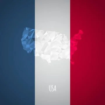 Low Poly USA Map with National Colors Stock Illustration