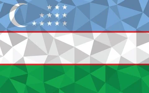 Low poly Uzbekistan flag vector illustration. Triangular Uzbekistani flag gra Stock Illustration