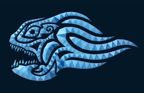 Low poly vector art with blue anglerfish Stock Illustration