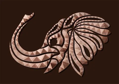 Low poly vector art with brown elephant head Stock Illustration
