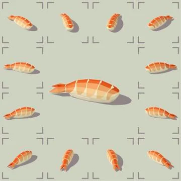Low poly vector isometric sushi with tuna Stock Illustration