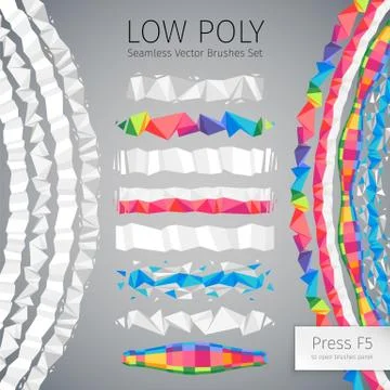 Low Poly Vector Seamless Brushes Stock Illustration