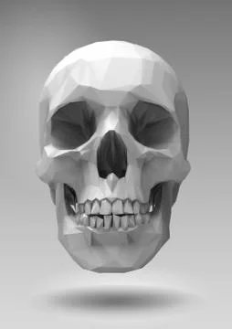Low poly vector skull  in 3d render look Illustrazione stock