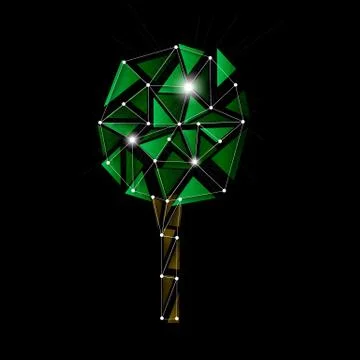 Low poly vector tree Stock Illustration