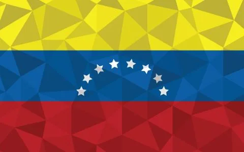 Low poly Venezuela flag vector illustration. Triangular Venezuelan flag graph Illustrazione stock