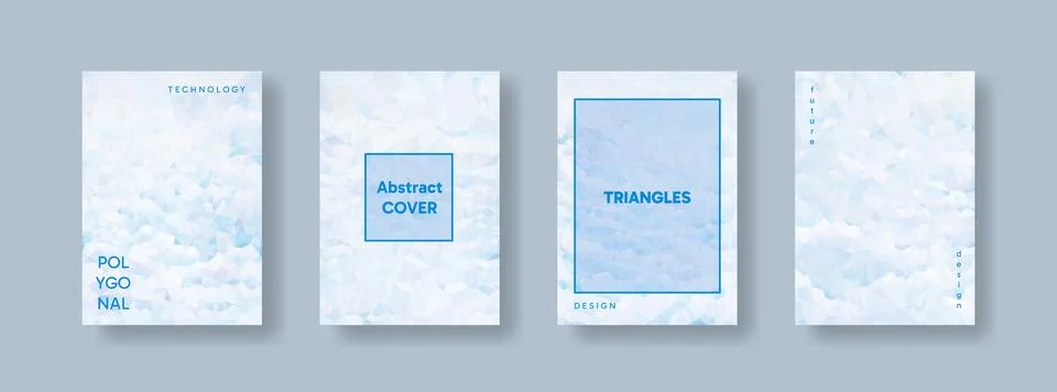 Low poly vertical abstract white and light blue flyers, collections of A4 s.. Stock Illustration