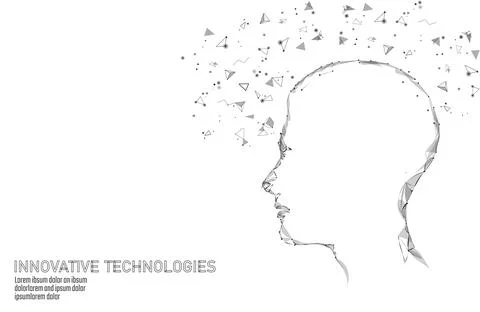 Low poly virtual reality concept. Future innovation technology fantasy Stock Illustration