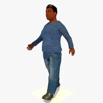 Low Poly Walking African Man D 3D Model