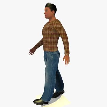 Low Poly Walking African Man A 3D Model