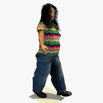 Low Poly Walking African Woman D 3D Model