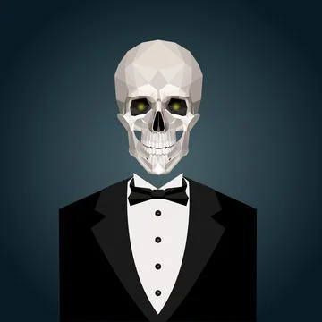 Low poly white skull. Vector Halloween illustration Stock Illustration
