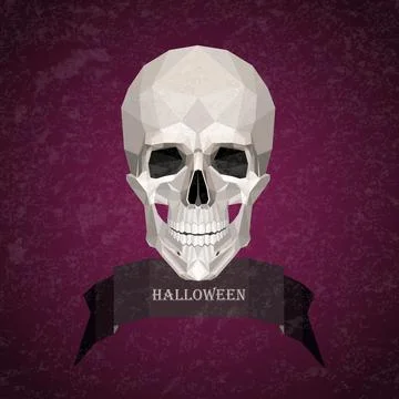Low poly white skull. Vector Halloween illustration Stock Illustration