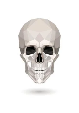 Low poly white skull. Vector Halloween illustration Illustrazione stock