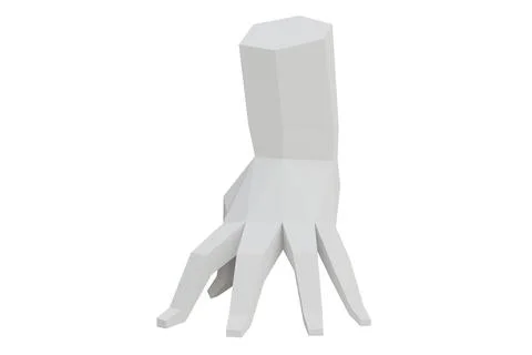 Low poly white zombie hand, 3D rendering Stock Illustration