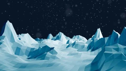 Low Poly Winter Mountain Landscape Background Иллюстрация