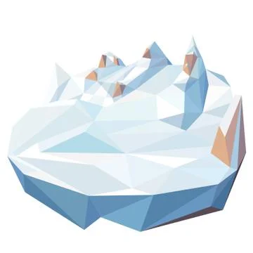 Low poly winter mountain landscape Stock Illustration