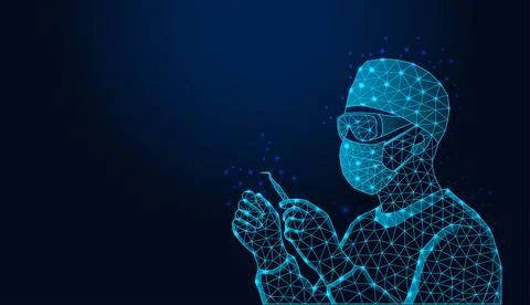 Low poly wireframe dentist  Stock Illustration