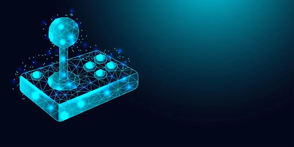 Low poly wireframe joystick controller. 스톡 일러스트