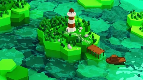 Low Poly World 01 Stock Footage 251858611
