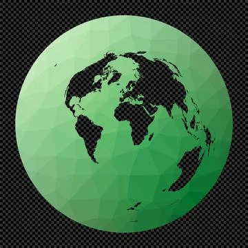 Low poly world map. Azimuthal Equidistant projection. Polygonal map of the .. Stock Illustration