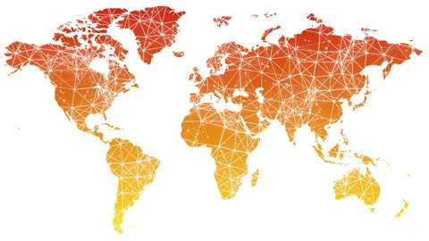 Low poly world map with connected dotson the white background whith alpha 스톡 동영상 95175968