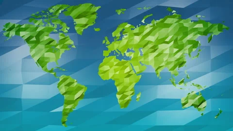 Low poly world map. Digital age. Green peace Vidéo 95175370