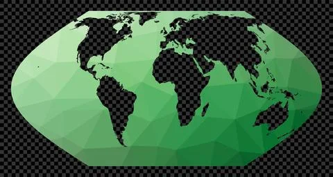 Low poly world map. Eckert 6 projection. Polygonal map of the world on tran.. Ilustração Stock