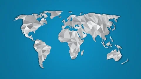 Low poly world map of white color geometric shapes or triangles Stock Footage 290091059