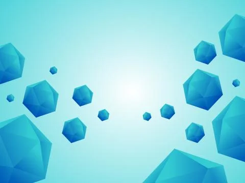 Low polygon balls on blue sky background Stock Illustration