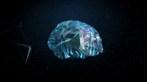 Low polygon Brain, connect digital lines, grow future artificial intelligence. Stock Footage 69870820