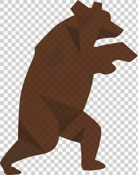Low-polygon brown bear figure is rearing on hind legs in flat design, Stock Illustration