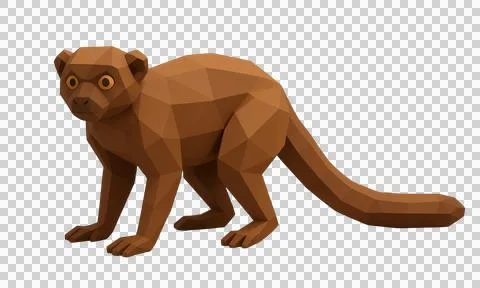 A low polygon monkey illustration, 3d rendering, with transparent backgroun.. Stock Illustration