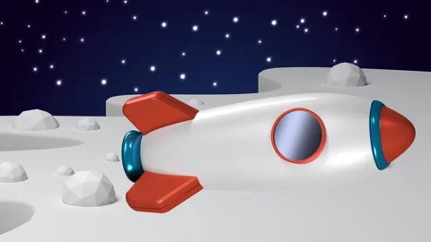 Low polygon Rocket launcher platform on the moon Stock Footage 195282069