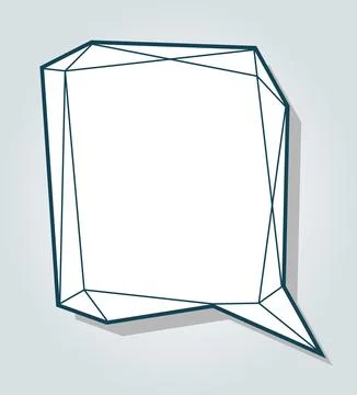 Low polygon vector blue speech talk balloon diamond shape template for quote Stock Illustration
