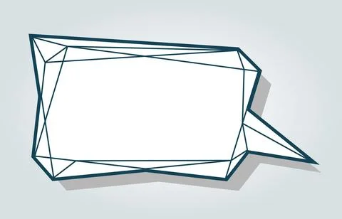 Low polygon vector blue speech talk balloon diamond shape template for quote Illustrazione stock