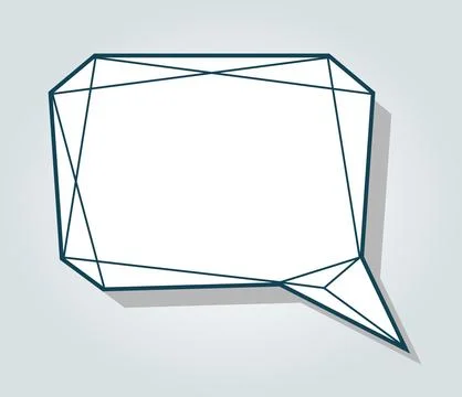 Low polygon vector blue speech talk balloon diamond shape template for quote Stock Illustration