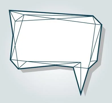Low polygon vector blue speech talk balloon diamond shape template Stock Illustration