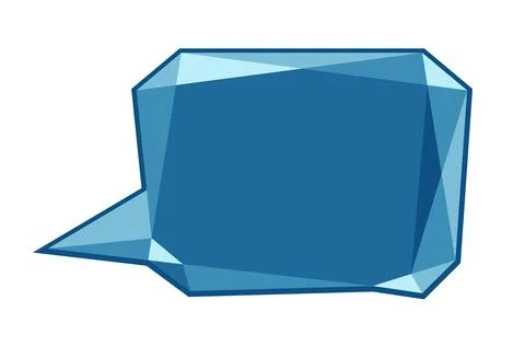 Low polygon vector blue speech talk balloon diamond shape template for quote Stock Illustration