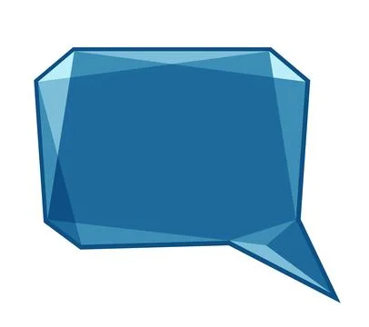 Low polygon vector blue speech talk balloon diamond shape template Illustrazione stock