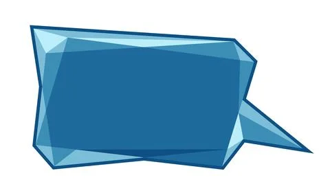 Low polygon vector blue speech talk balloon diamond shape template for quote Stock Illustration