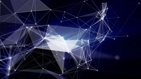 Low polygonal grid moves slowly against a black background. 3d rendering. blue r Video stock 82615171