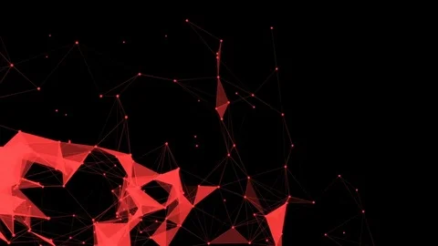Low polygonal grid moves slowly against a black background. 3d rendering. red ra Stock Footage 82615798