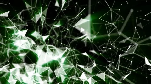 Low polygonal grid moves slowly against a black background. 3d rendering. green  Stock Footage 82697365