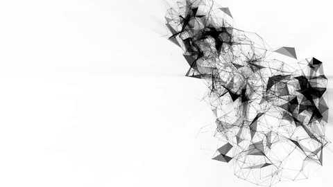 Low polygonal grid moves slowly against a black background. 3d rendering Video stock 82701843