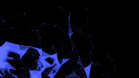 Low polygonal grid moves slowly against a black background. 3d rendering. blue   Stock Footage 82702298